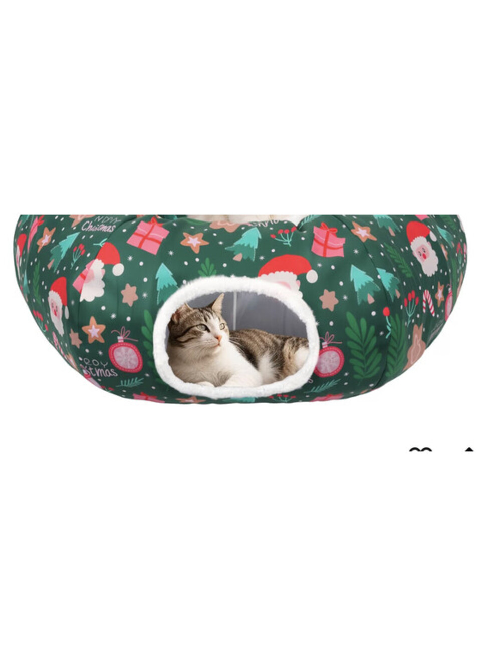 Christmas Tree Cat Tunnel 36" Donut Bed Green Plush Fluffy